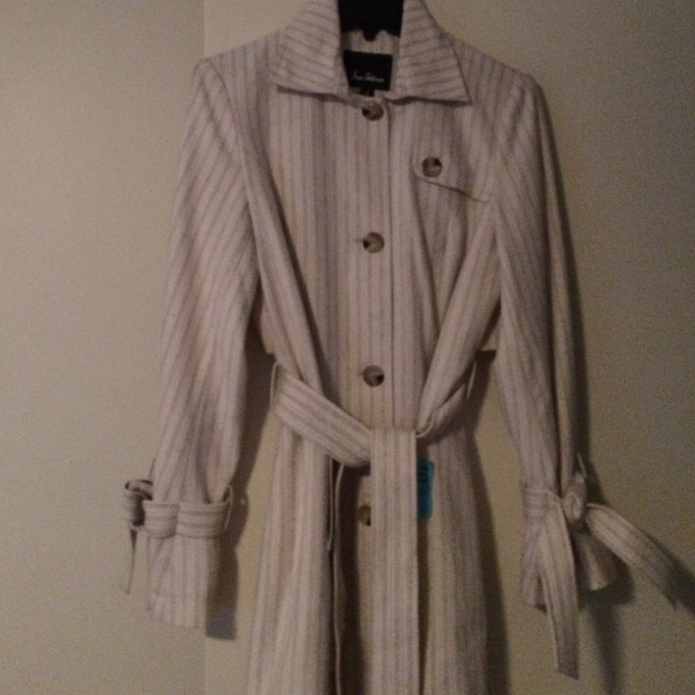 Sam Edelman beige stripe  Spring Coat  S NWT